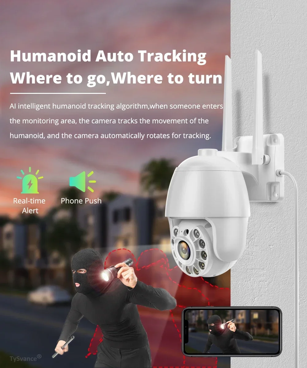 4K 8MP 5MP 2MP PTZ Dome IP Camera Smart Home Security Video WiFi AI Rilevazione IR Colore Esterno Audio bidirezionale Slot per scheda SD CamHipro - immagine 4