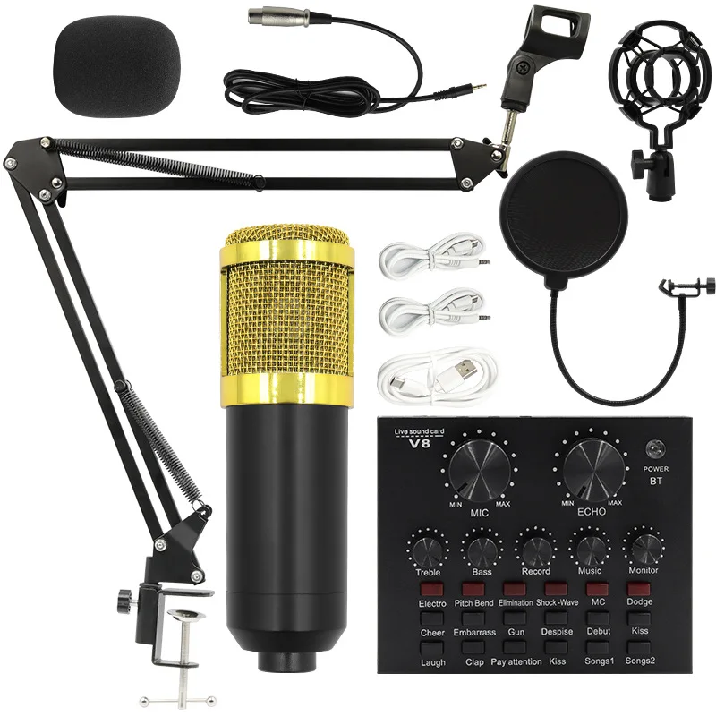 Professional Condenser Microphone Mic Home Studio For Pc Computer Singing Karaoke Streamer Streaming Mikrofon V8 Sound Card Arm - - AliExpress