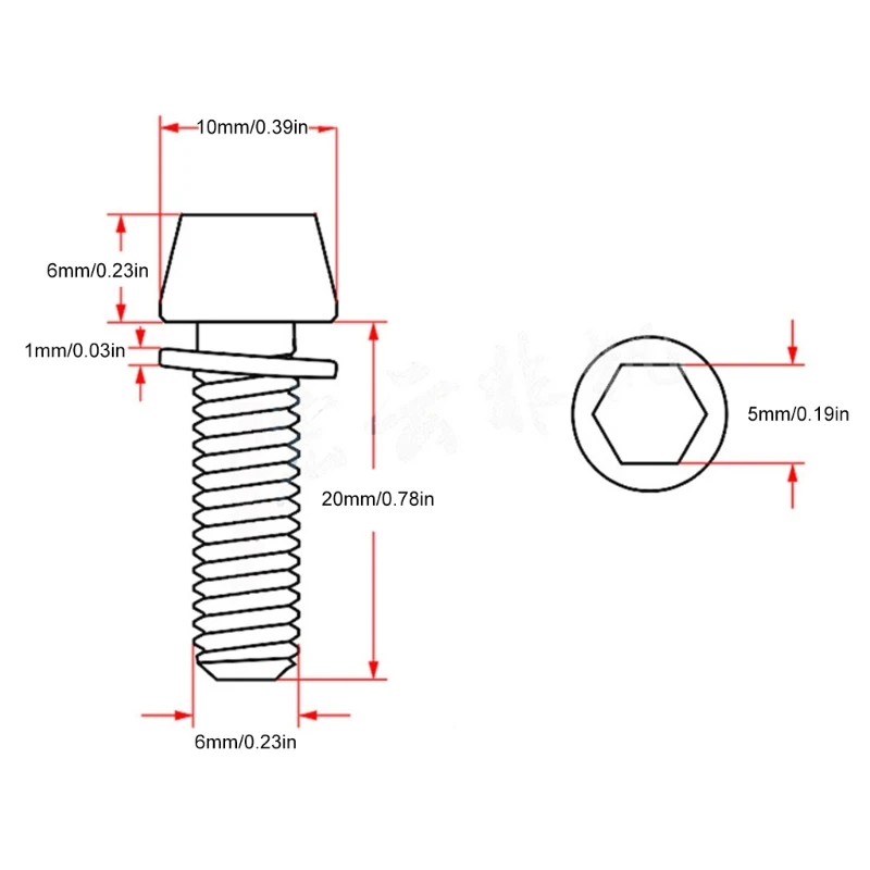 New 10Pcs M6x20mm Bicycles Stem Screw Tapered Head Bolts Screws with Washers