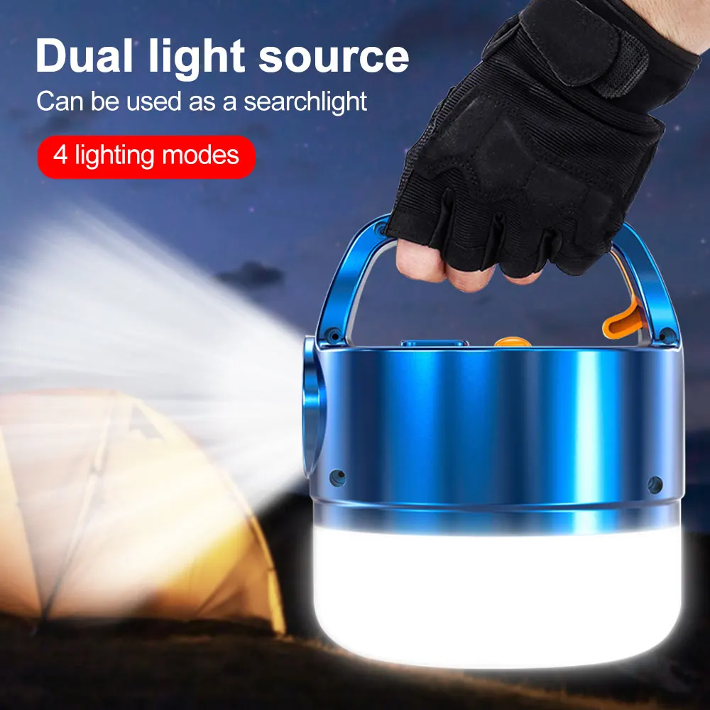 Lanterna de Acampamento Lâmpada de Pesca ao ar Solar Portátil Alta Potência Usb Recarregável Lanterna Livre Luz Reparo Trabalho Emergência 30w Led 8 alta potência usb recarregável lanterna lâmpada de