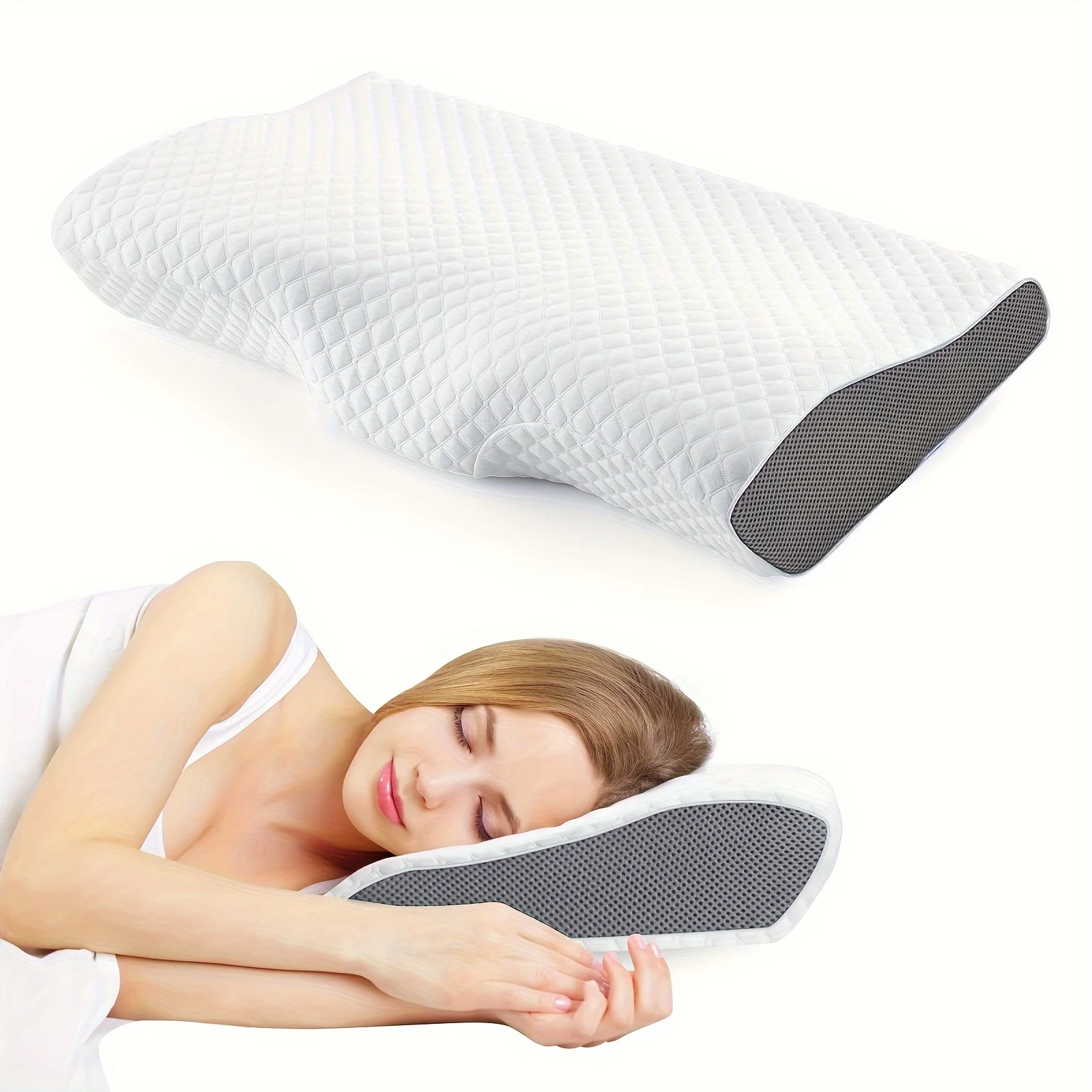 1pc Memory Foam Neck Pillow for Side Back And Stomach Sleepers