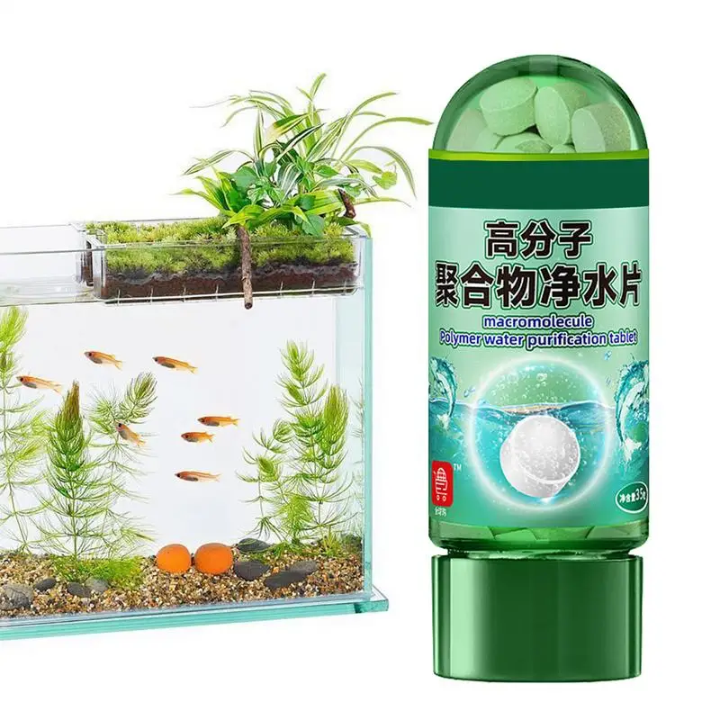 Fish Tank Water Purifier Water Purifying Tablets 1 Bottle Fast Water Purification Tabs Fish Supplies Potable Aqua Tablets Natural Fish Tank Accessories