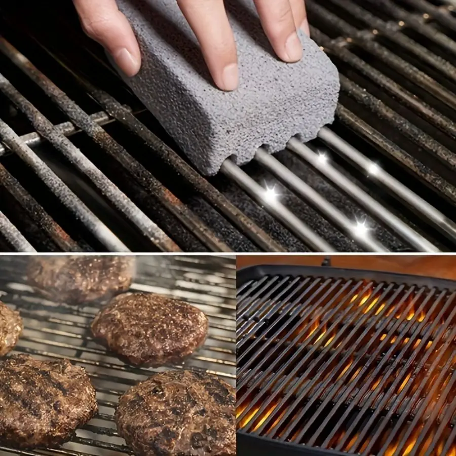 4 Pcs Grill Griddle Cleaning Brick Block Ecological Descaling Stone BBQ Racks For Removing Stains