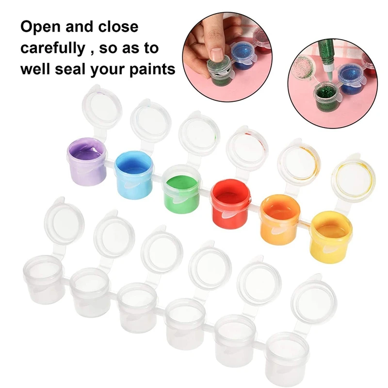 50 Strips Empty Paint Pots 5 Ml Paint Pots Strips Storage Containers Painting Arts Crafts Supplies, 300 In Total