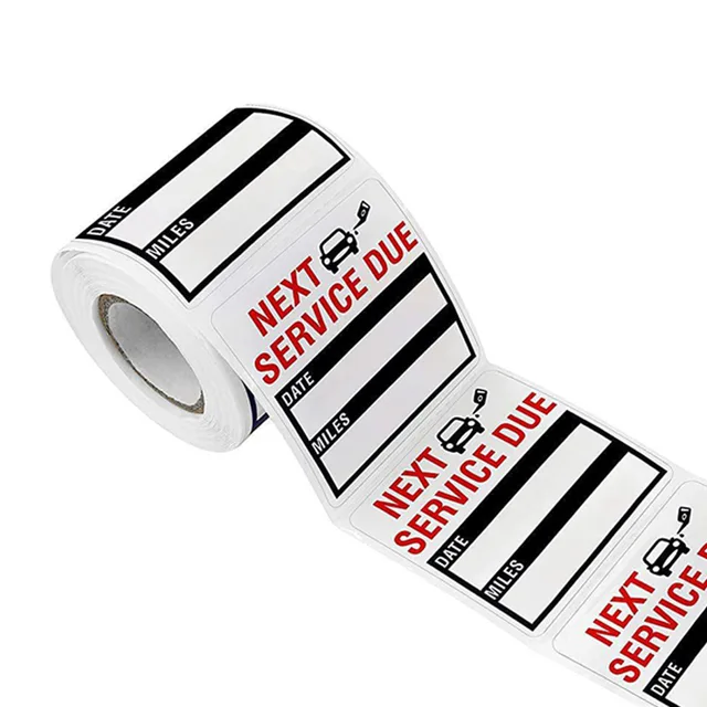 Oil Change Stickers 250 Pcs Per Roll-Service Reminder Stickers-2 Inches X 2 Inches Premium Clear Stock-Windshield-Checkered Flag- Peel & Write And Stick With No Residue Car Sticker - Foto 2