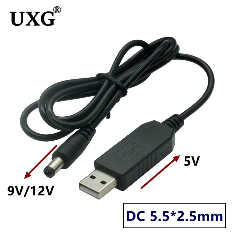 

USB 5.5*2.5mm Power Boost Line DC 5V To DC 9V / 12V Step UP Module USB Converter Adapter Cable 2.5x5.5mm Plug Power Cable 1m 3ft