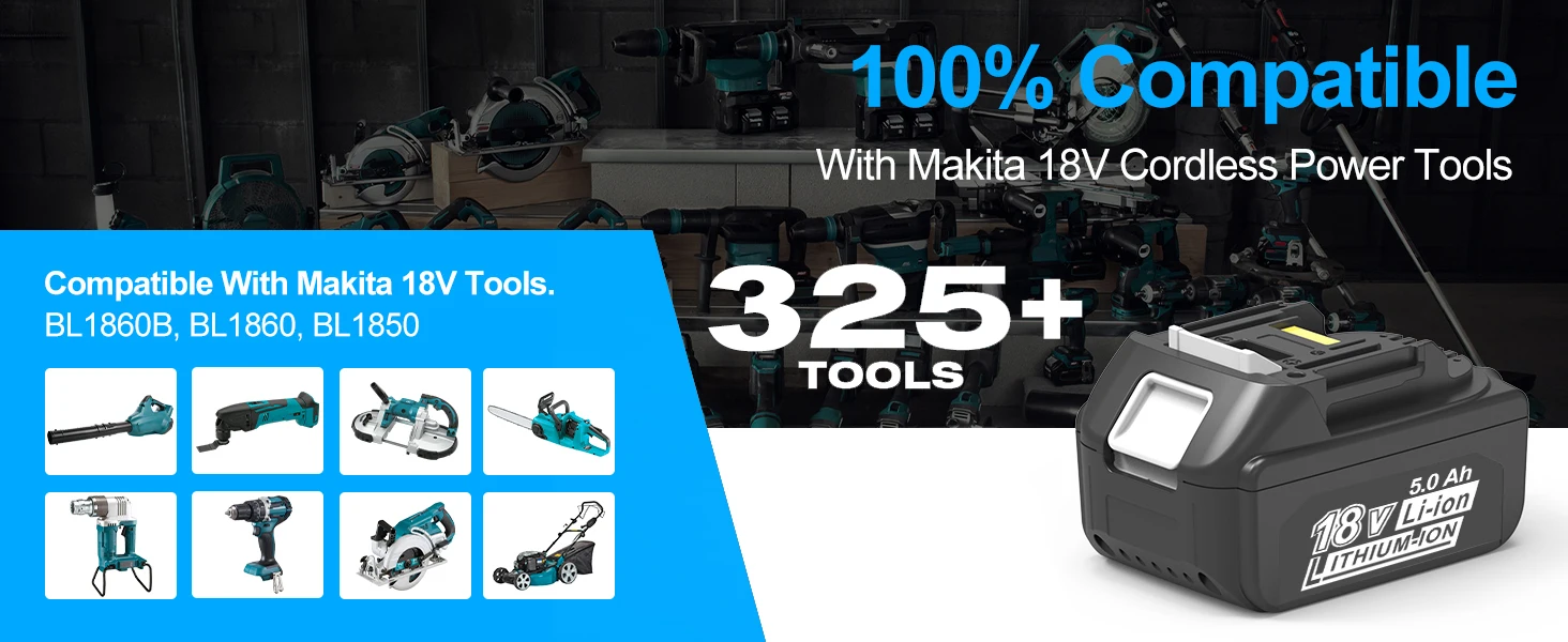 1/2/4Pcs 5.0Ah BL1850B Replace for Makita 18V BL1815 BL1830 BL1860 BL1890 Li-on Battery Pin with 3A DC18RC Charger Combo kit