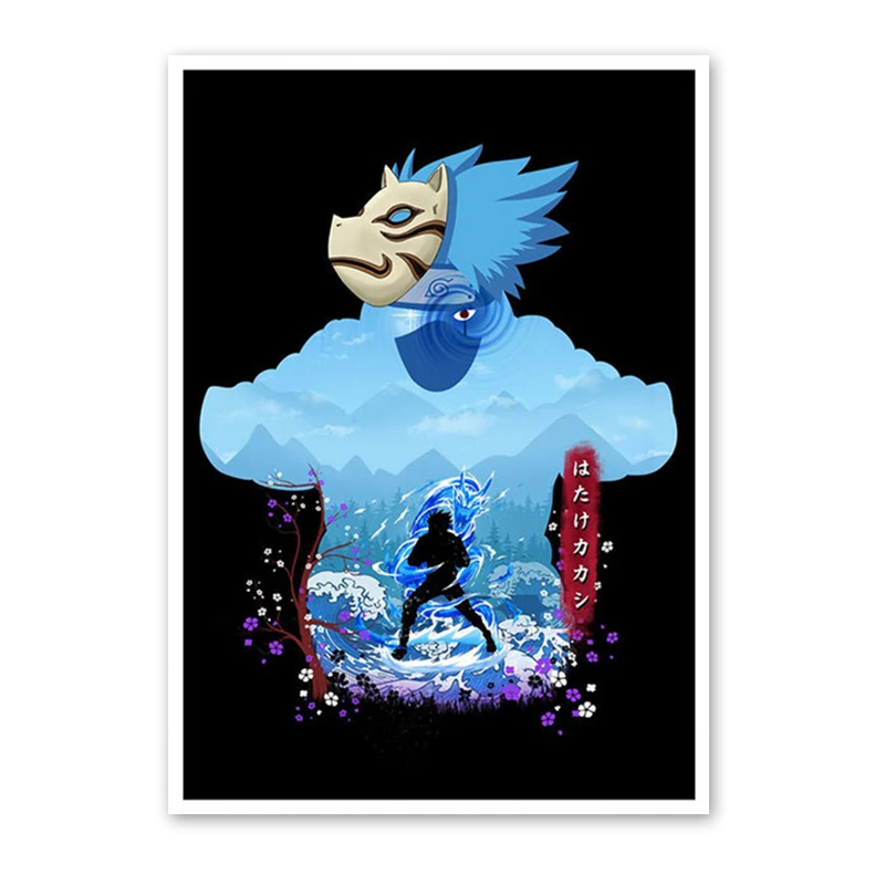 Anime-Inspired Naruto Art Canvas: Uzumaki & Kakashi Wall Mural Decor Gift