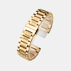 Sleek Curved Stainless Steel Watchband with Solid Butterfly Buckle - 18mm (Gold)