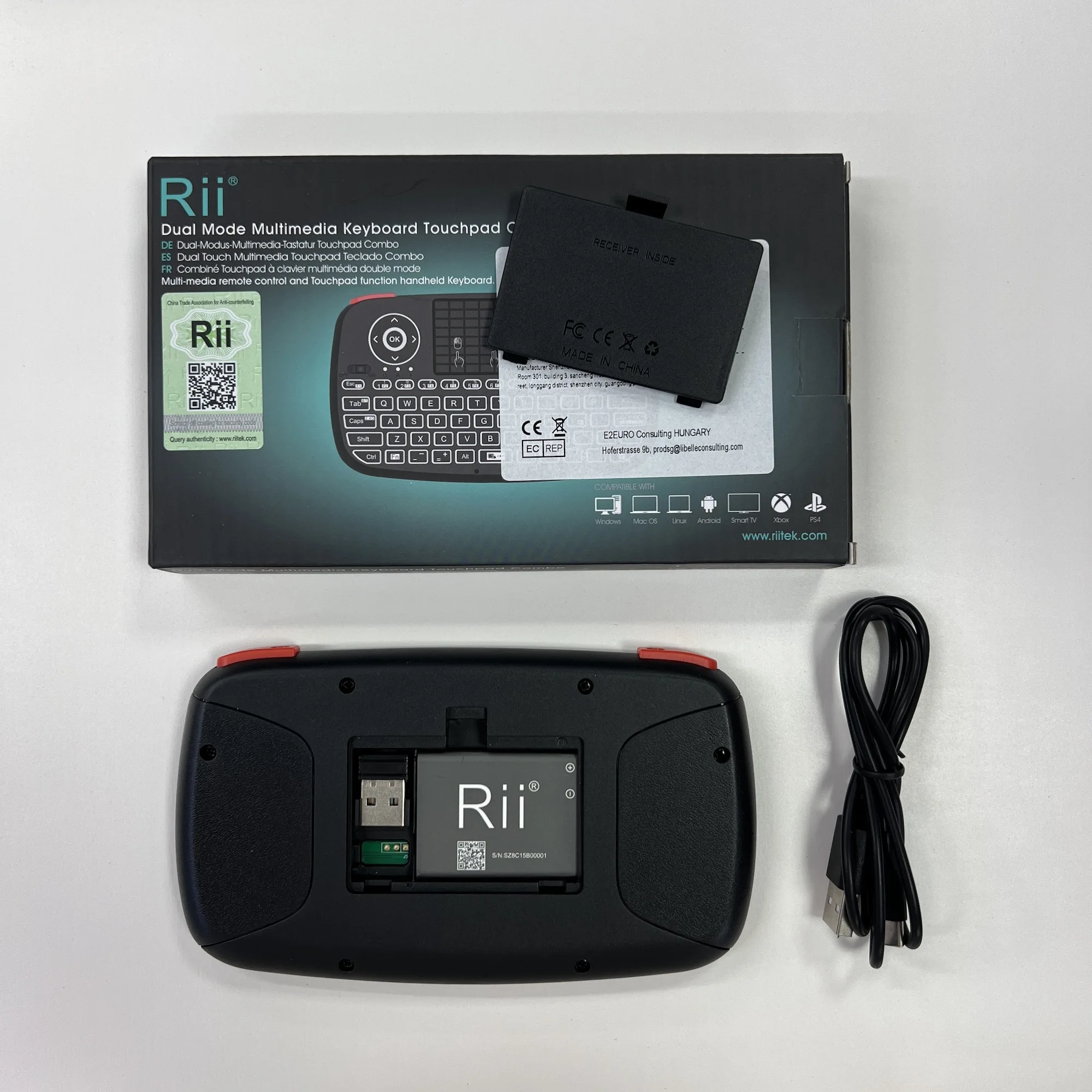 Rii i4 미니 BT 무선 키보드(터치패드 포함) 2.4GHz 백라이트 마우스 원격 제어(Windows 안드로이드 TV 박스 스마트 TV용)