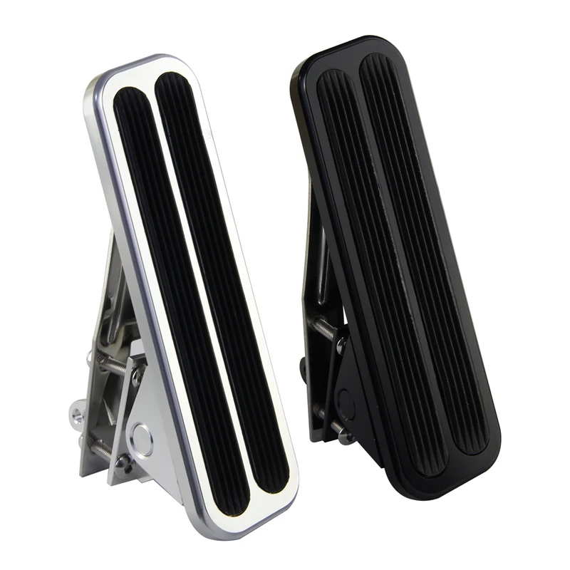 BILLET POLISHED ALUMINUM FLOOR MOUNT GAS THROTTLE PEDAL FIT FOR CHEVY FORD MOPAR UNIVERSAL BLACK/SILVER gas throttle pedal