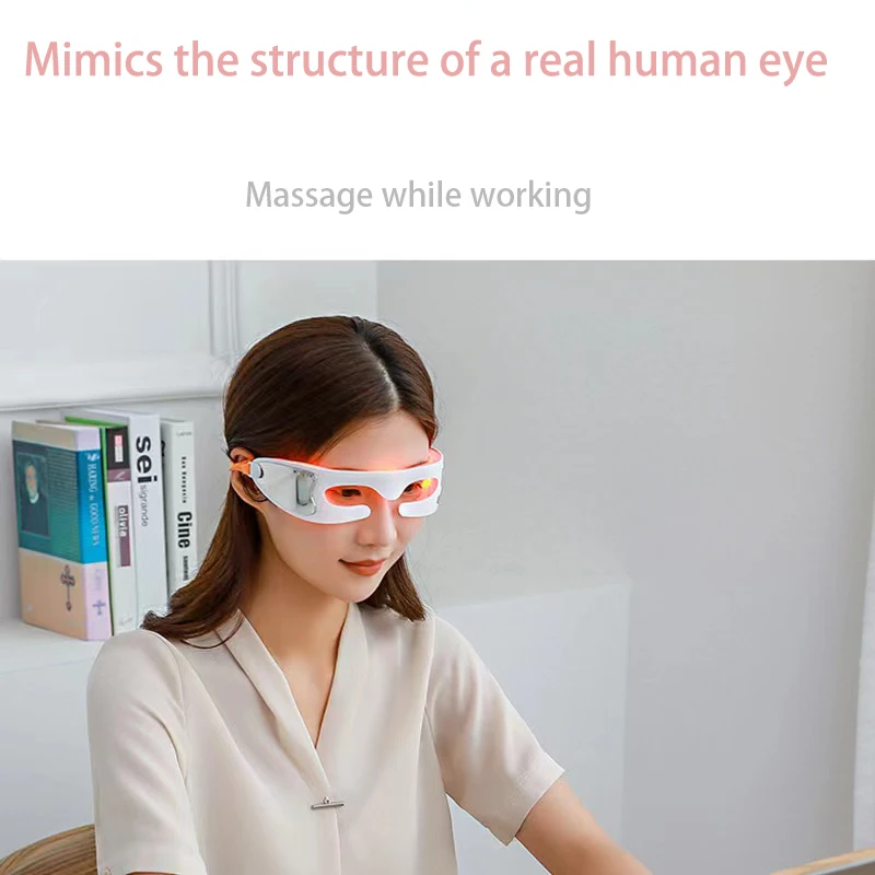 Smart eye massager with phototherapy, anti-aging vibration device for reducing wrinkles and dark circles, relieving eye fatigue.