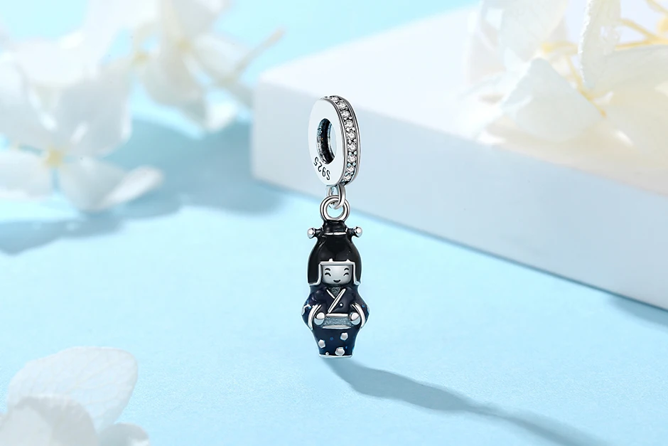 Charms aus 925er-Sterlingsilber, Original japanische Puppe, Glückskatze, Charm, passend für Markenarmbänder, Armreifen, DIY-Schmuck für Frauen – Detail 1