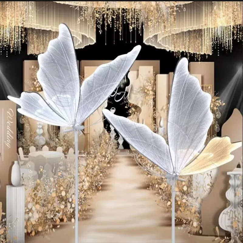 

New Wedding Decoration Luminous Butterfly Hall Ceiling Wing Pendant Stage Hotel Road Lead LED Light Prop Birthday Party Supplies