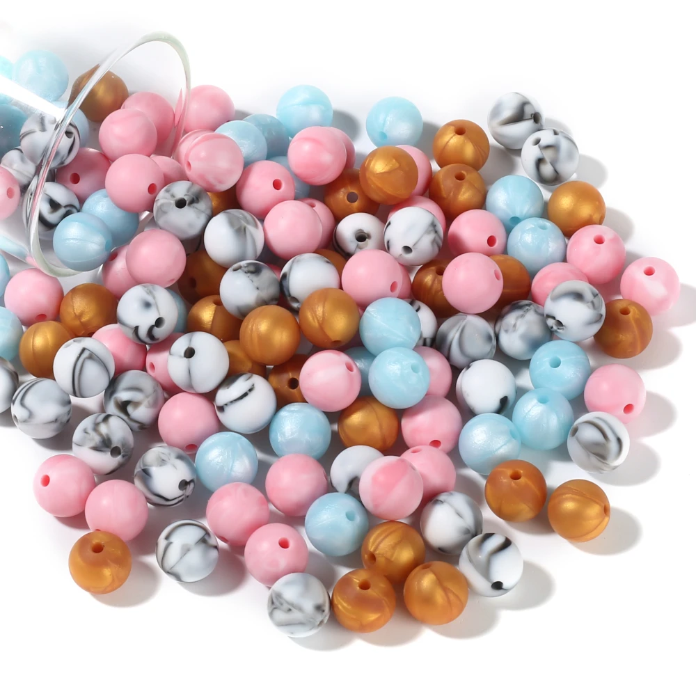 Teething Toys Baby Teething Toys Silicone Teething Toys Silicone Beads Silicone Teething Beads Silicone Teether 50Pc 12mm 19Color Silicone Round Bead Food Grade Teether Chew Bead For Handmade Baby Pacifier Chain DIY Jewelry Making Accessory