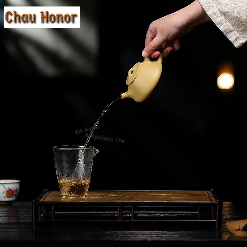 Yixing Purple Sand Ziye Stone Scoop Tea Set Complete Set Creative Tea Ceremony Set Teapot and Tea Cup Set Tableware Ornaments