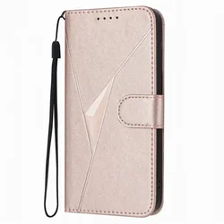 3D Triangle Wallet Phone Cover - Chic and Functional Design - Galaxy A15 (Rose Gold NI)