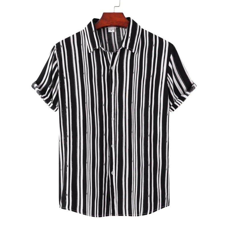 Men's Social Shirt Men Stripe Brand Men's T-shirts Man T-shirt Fashion Clothing Blouses Free Shipping Hawaiian Cotton Oversize