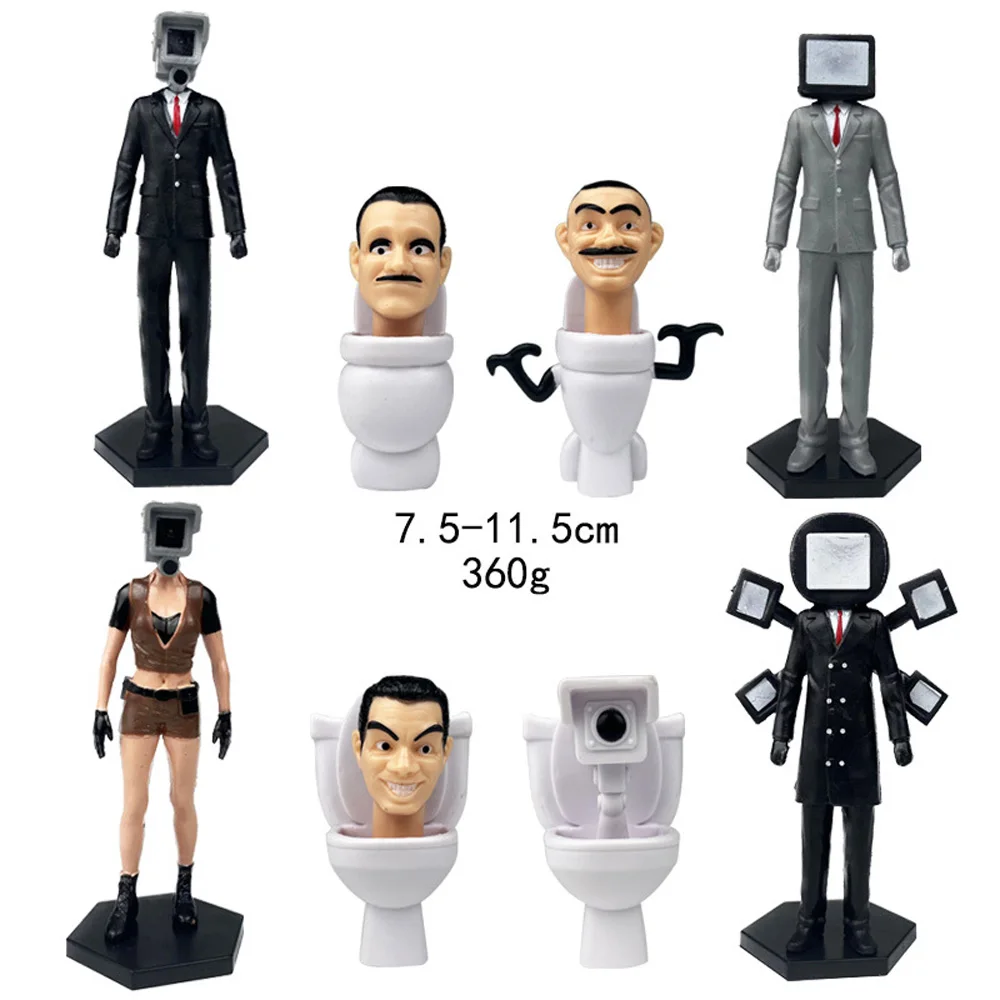 

F 8PCS/Set Skibidi Toilet VS Titan TV Camera Speaker Man Creative Statue Funny Video Figure Model Toys Gift