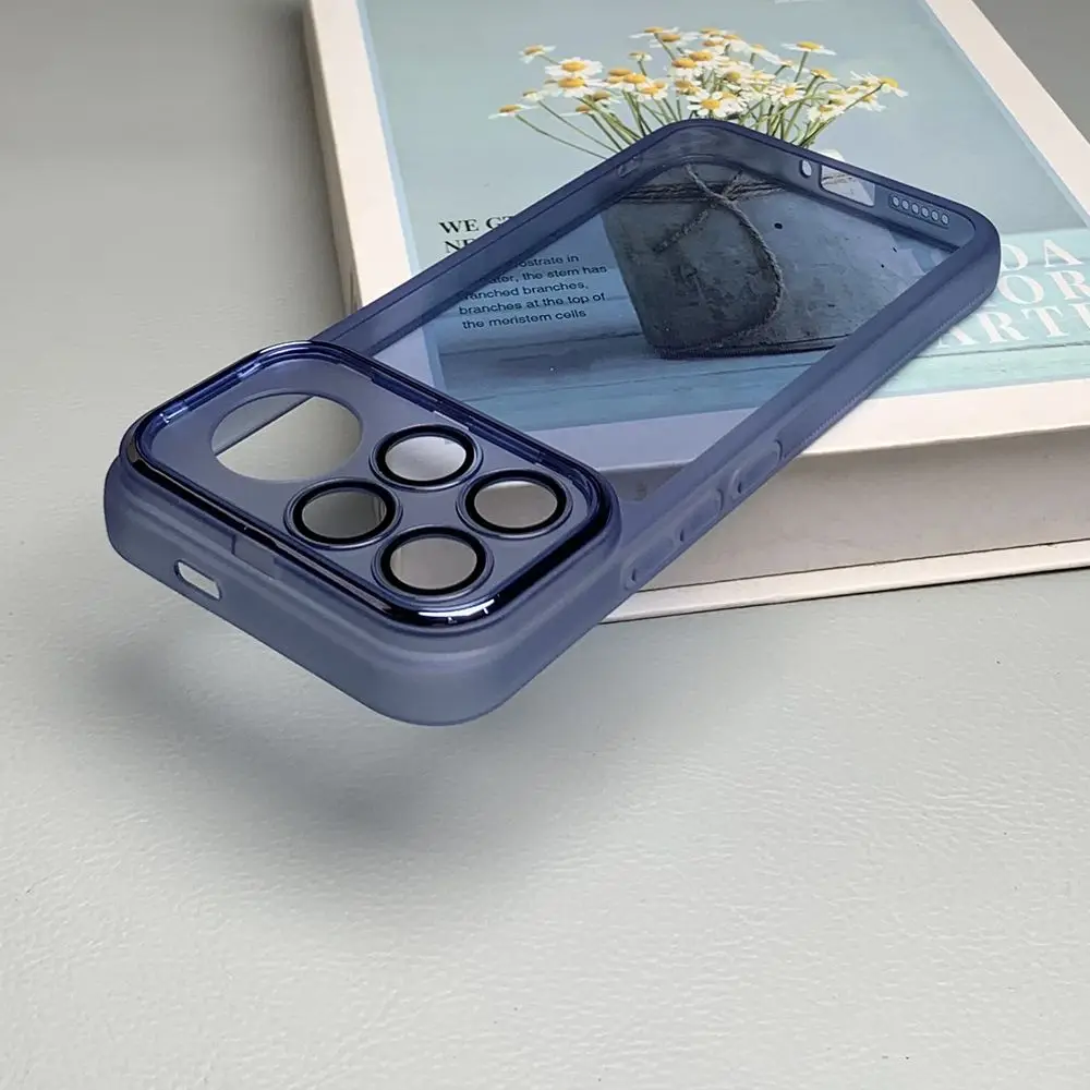 Clear Transparent TPU PC Silicone Case with Lens Film Cover and Bumper Protection