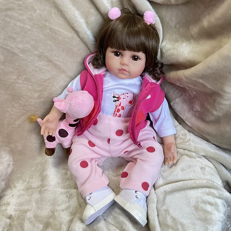 Baby Reborn Doll 48cm Girl Body Silicone Brown Eyes Girafinha - AliExpress