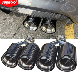 genuine sumsoo Dual Carbon Fiber + 304 Stainless Steel Universal M Performance Carbon Fiber Exhaust Tips End Pipes Muffler Tips