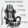 Grey Gaming Chairs with Footrest,PC Gaming Chair,Computer Chair, E-Sports Chair,Ergonomic Office Chair with Adjustable 4