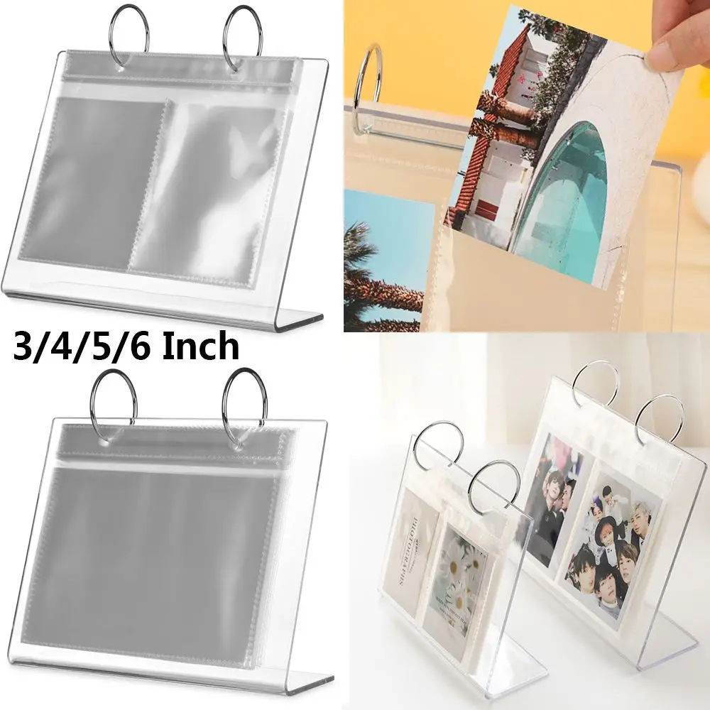 3-6 inch Desktop Photo Album Acrylic Photo Frame Stand Card Frame Sleeve Binder Star Postcard Collect Home Decor photo album postcard holder photo card binder