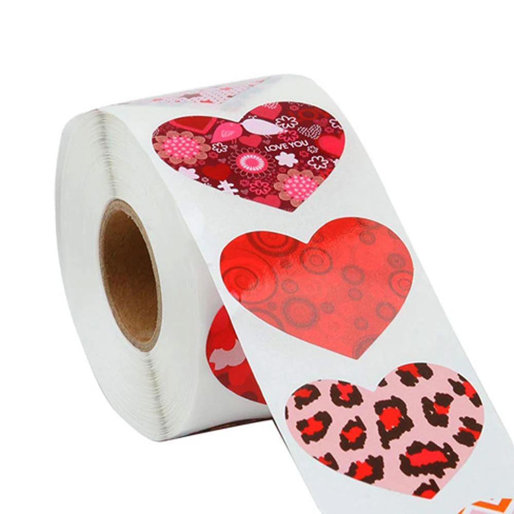 50–500 Stück rote herzförmige Etiketten zum Valentinstag, Papierverpackung, Aufkleber, Süßigkeiten, Dragee-Beutel, Geschenkbox, Verpackungsbeutel, Hochzeit – Detail 12