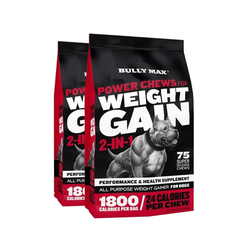 2X BULLY MAX Power Chews For Dogs, Increase Strength, Muscle, Weight Gain 2-in-1 Performance Health Supplement Weight Gainer