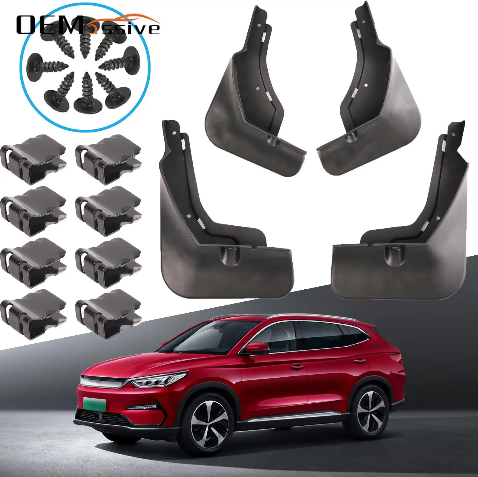 

4 шт., черные пластиковые Брызговики для BYD SONG PLUS DMI EV 2020-2022