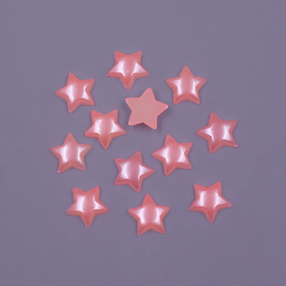10MM 100pcs 별 모양 느슨한 구슬 ABS 모조 진주 플랫 백 비즈 DIY 쥬얼리 의류 전화 공예 스크랩북 장식