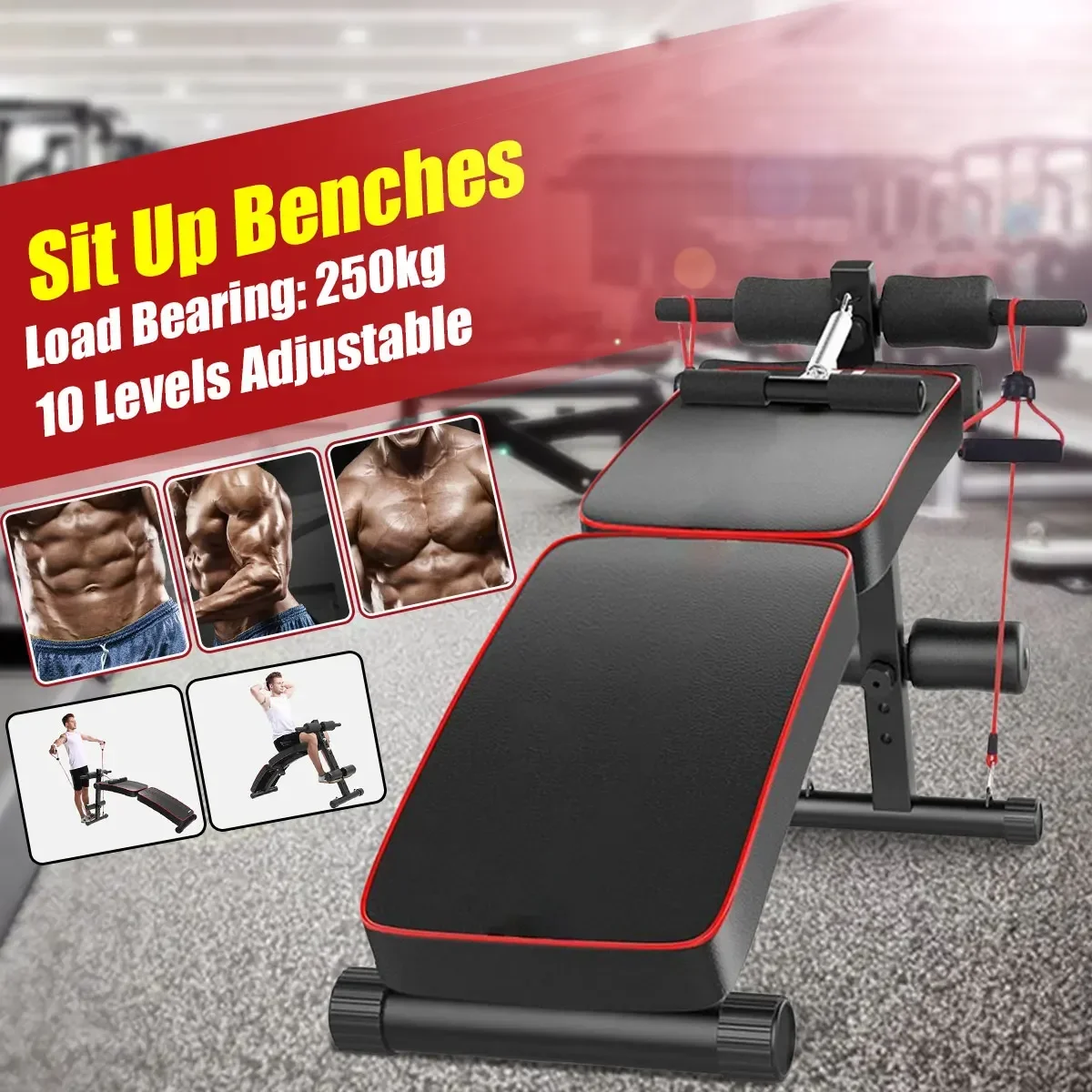 Foldable Fitness Equipment for Home Gym Sit Up Benches Adjustable Multifunction Abdominal Muscle Equipment Exerciser