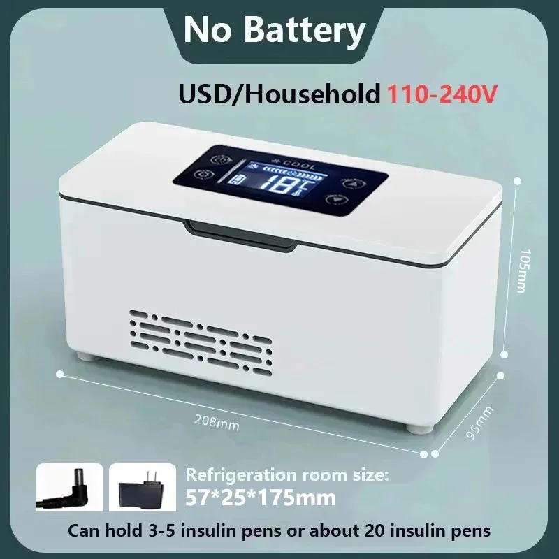 5V 110V-240V Portable Insulin Refrigerator Mini Home 0-18℃ Refrigeration USB Plug In Small Refrigerator Without Battery