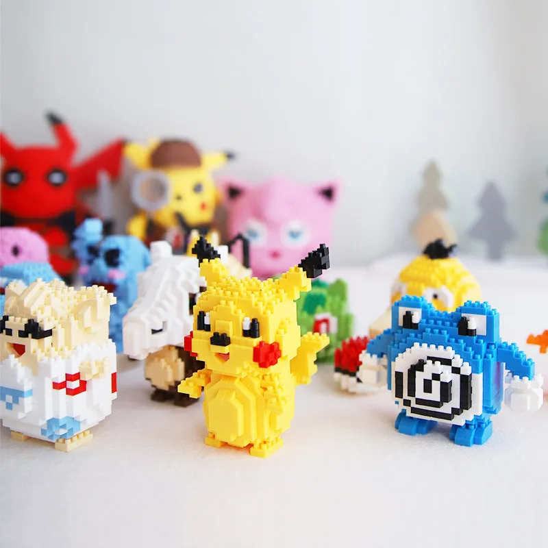 Pokemon Micro Building Blocks LBOYU Jigglypuff Gengar Mudkip Piplup Raichu Bulbasaur Pikachu Mini Brick Figures Toy  For Kids 2