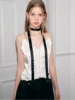 Luna&Dolphin Women Long Narrow Scarf 160X2cm Solid Color Black Chiffon Silk Feeling Headbands Bag Slim Ribbon Choker Streamer 1