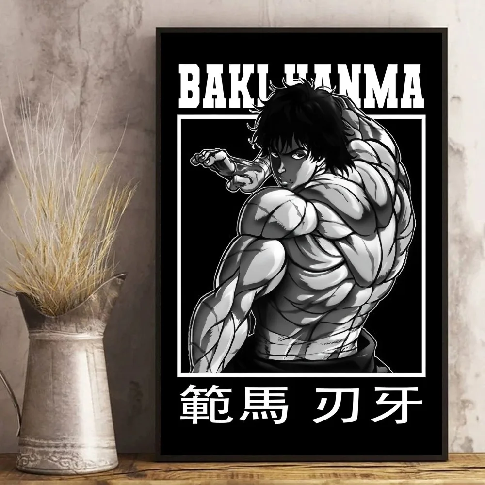 Japanese Anime Baki Hanma Comics Poster Self-adhesive Art Retro