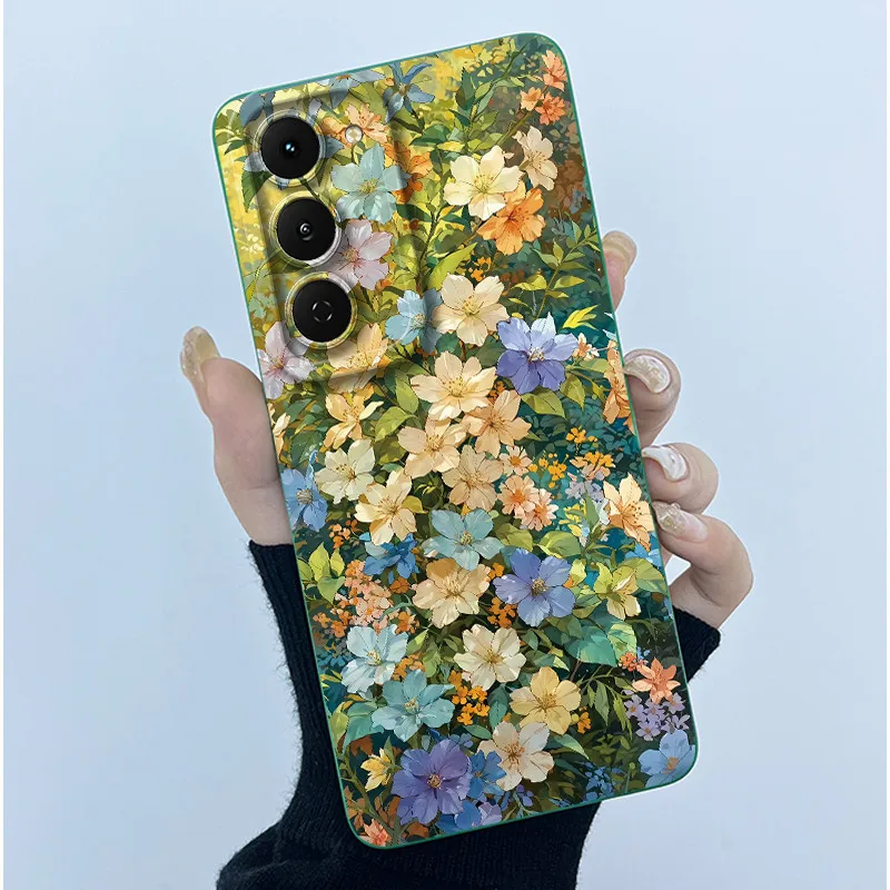 Fashion Simplicity Panda Flower Liquid Silicone Shockproof Soft Phone Case with Lens Protection