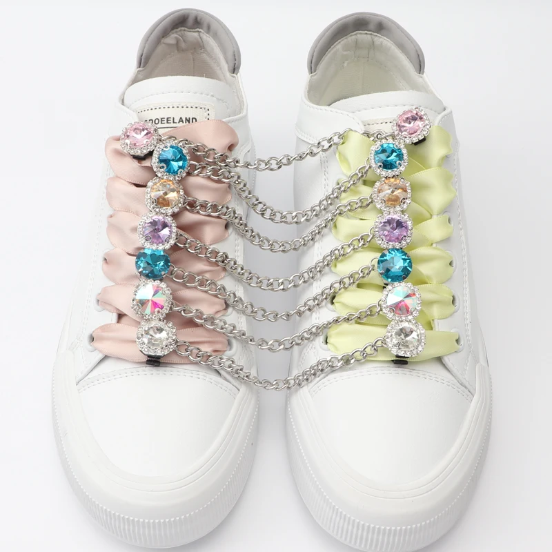 Sneakers Colorful Crystal Gemstone Decoration Shoelace Chain Shoe Buckle Clips Charms Ornaments Pendant Trend Shoes Accessories