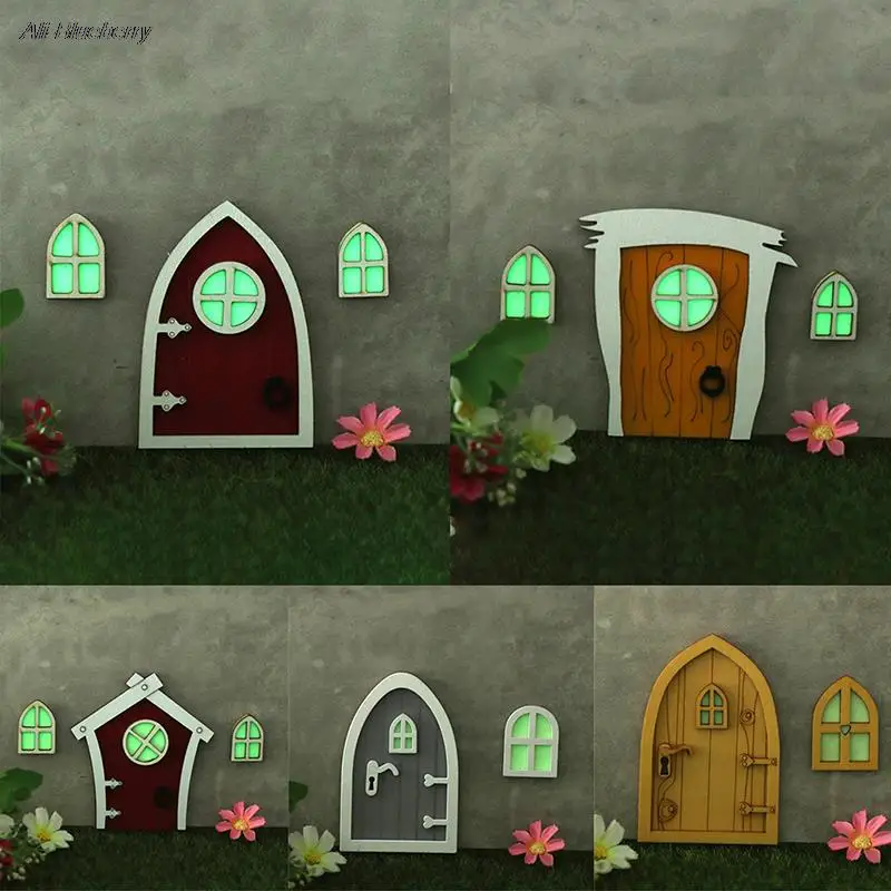 

Wooden DIY Miniature Fairy Elf Door Craft Kit Garden Decor Christmas Door Decoration Vintage Fairy Dollhouse Accessories