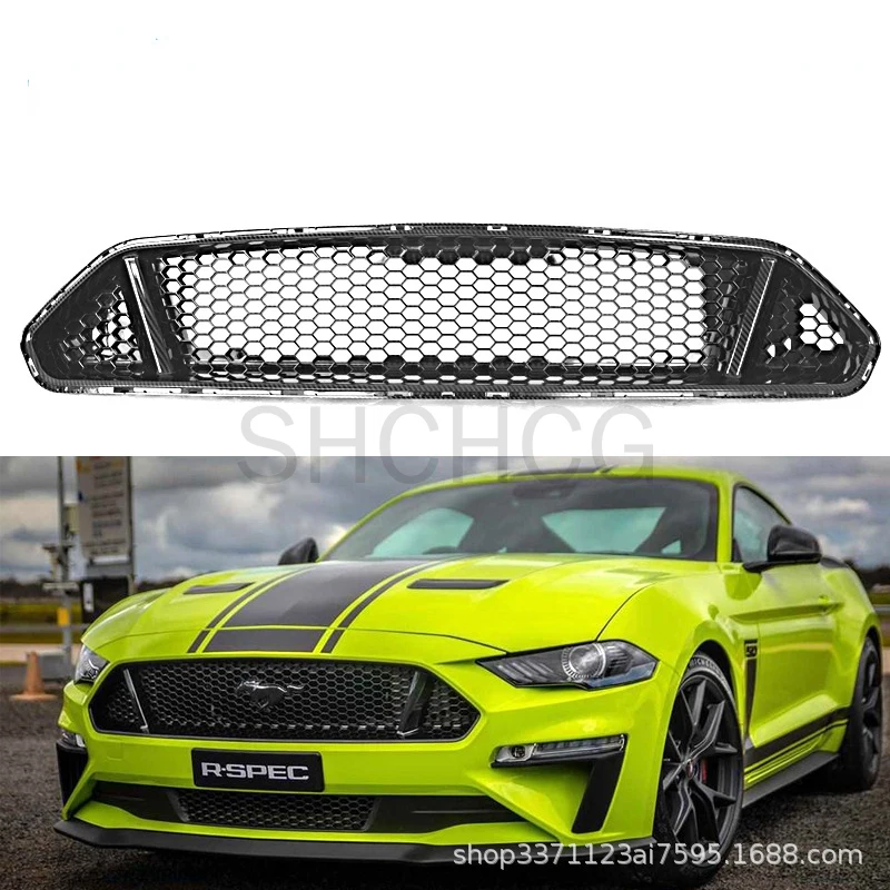 

Carbon fiber pattern Car Front Bumper Mesh Grille Grills Racing Grille for Ford Mustang 2018 2019 2020 2021 Car Styling