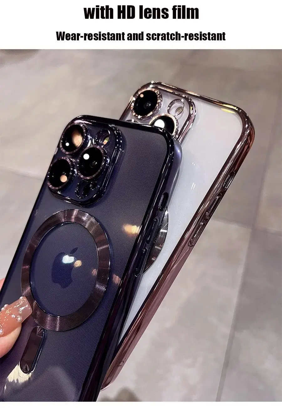 Weiche TPU-Vollobjektiv-Schutzhülle für iPhone 16 14 13 12 11 Pro Max 15 Plus XR für Magsafe magnetisches kabelloses Laden, klare Abdeckung – Detail 3