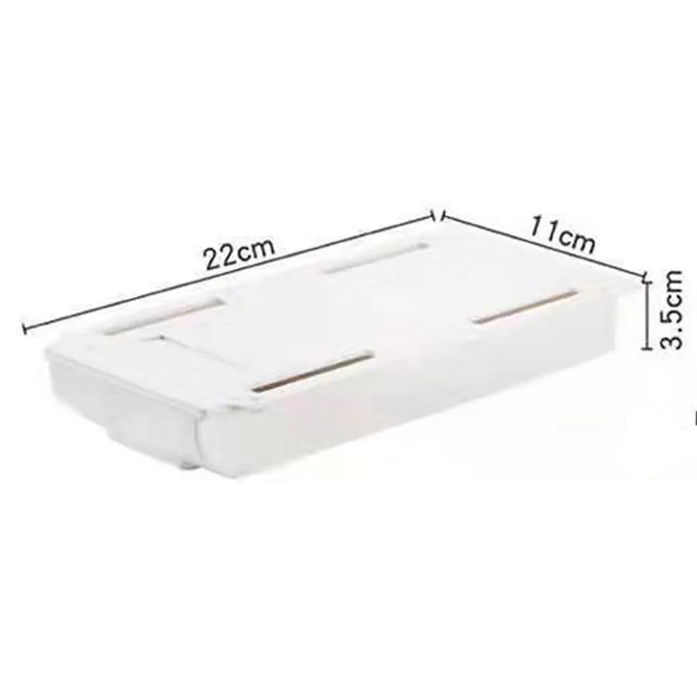 Hidden Adhesive Fixed Square Office Stationery Under The Desk Makeup Pen Drawer Storage Box