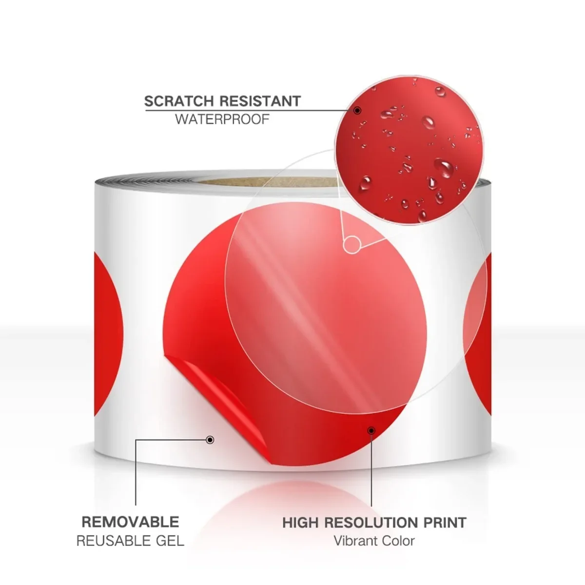 2 Inch Round Thermal Labels Circle Waterproof Direct Printer Sticker Self-Adhesive Tag for DIY QR Design Office Address 600 PCS