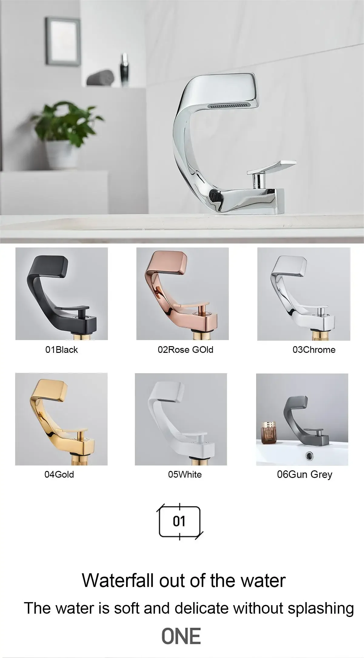 Description Picture 2 of itemModern Luxury Bathroom Faucet Mixer Vanity High Quality Bathroom Sink Faucet