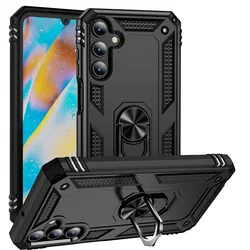Premium Armor Shockproof Magnetic Ring Stand Case - Universal Fit for Galaxy A70E (Black)