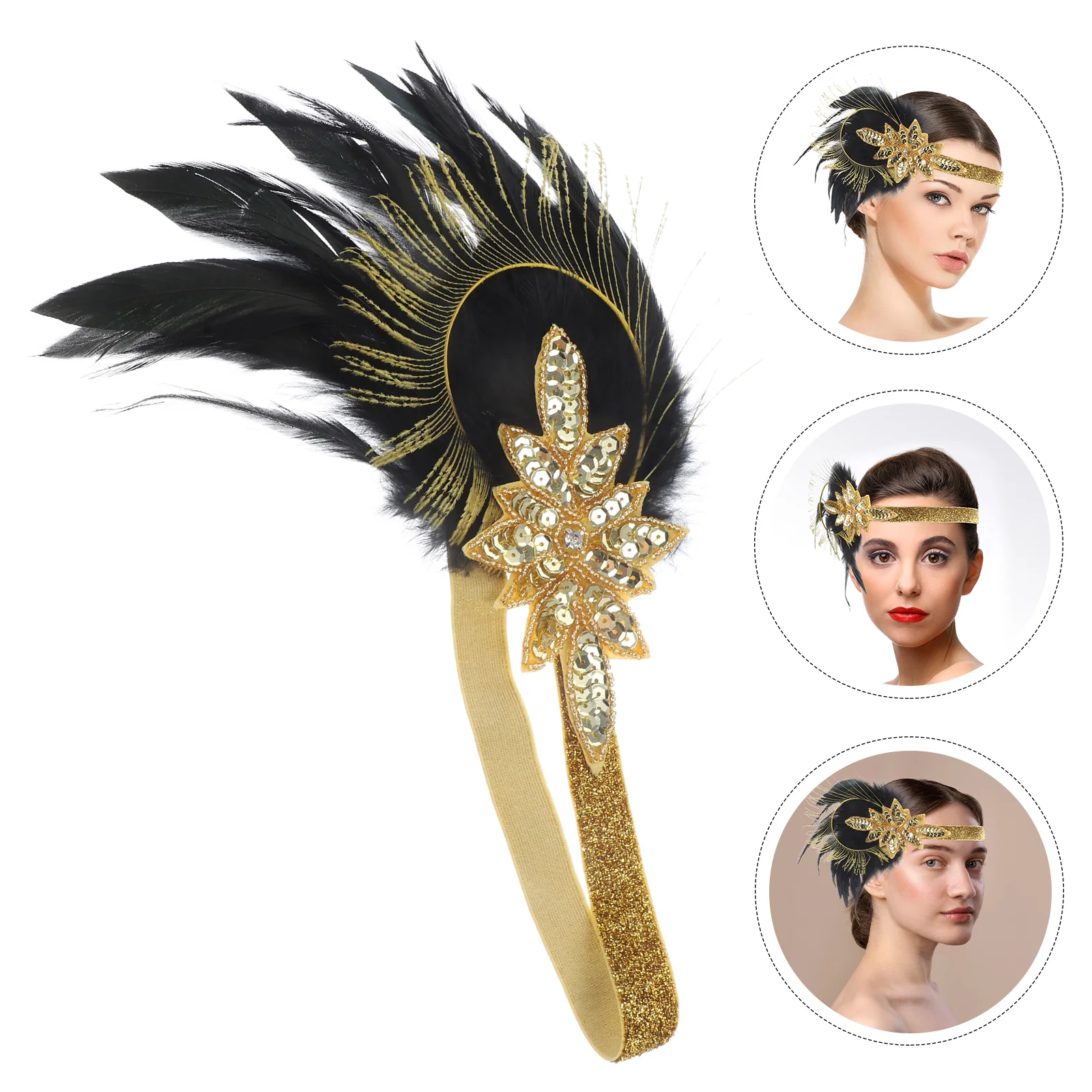 

Peacock Hair Accessories Wedding Feather Headband Bands 20s Headpiece for Women