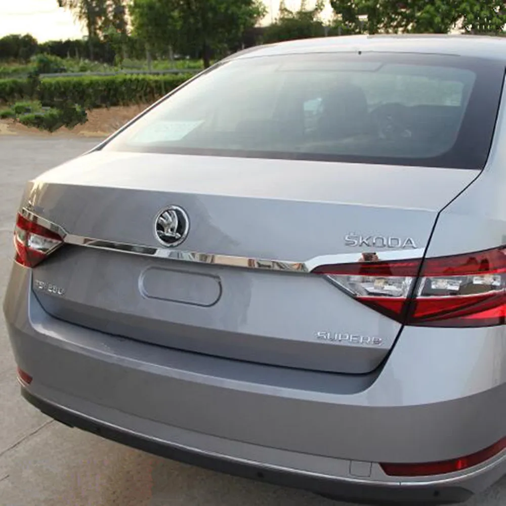 

Accessories fit for16-21 New superb sedan stainless steel rear boot door trunk cover trim tailgate garnish molding strip up side
