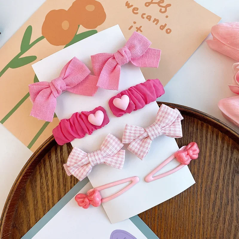8pcs/set Baby Sweet Cute Pink Hair Clip for Kids Girls Aesthetic Floral Bow Chic Hair Pin for Toddler Lovely Hair Accessories