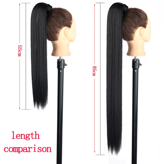 Inches synthetic ponytail hair extension clip in fake wig hairpiece blonde wrap around pigtail long smooth
